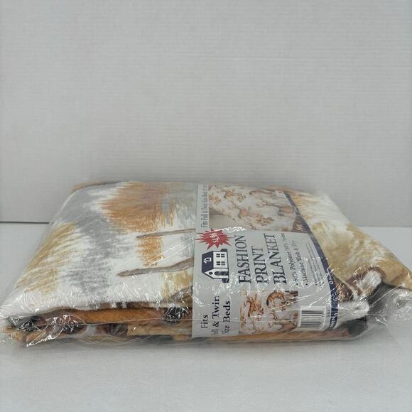 Vintage Owen Blanket Stag Full Twin Size Deer Buck Print 72 x 90 New Sealed USA - Picture 4 of 6